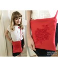 Dívčí červená kabelka s krajkou